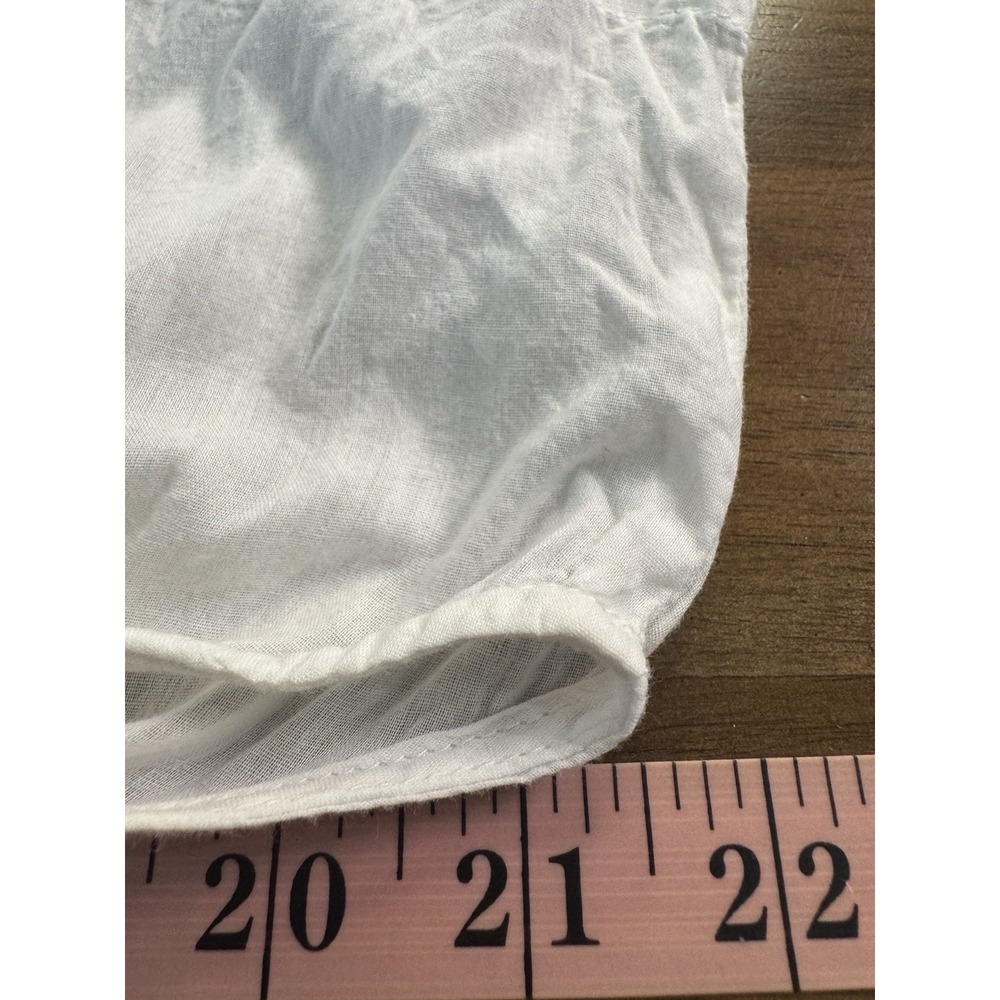 Free People White Cotton Tiered Dress Medium Beach Cover Up Gold Crochet Trim - Picture 8 of 12